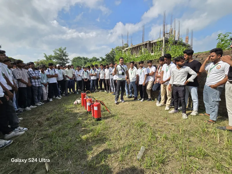 Students at a live fire extinguisher session
